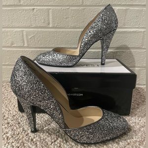 Nine West Silver Glitter Heels Size 7.5